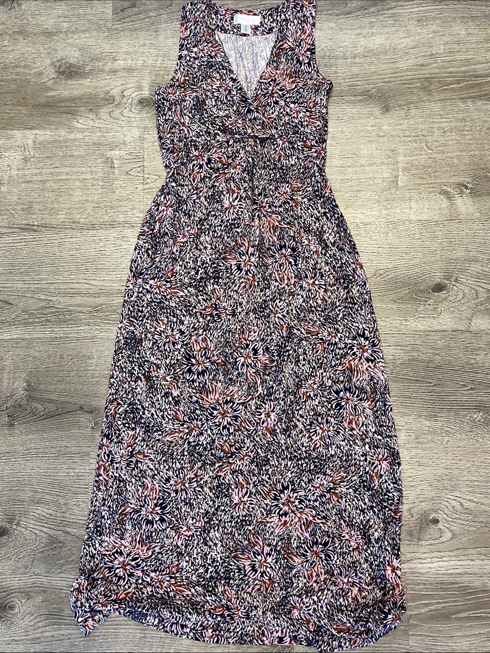 Motherhood Maternity Pink and Purple Floral V-Neck Maxi Dress Size M - Picture 2 of 8